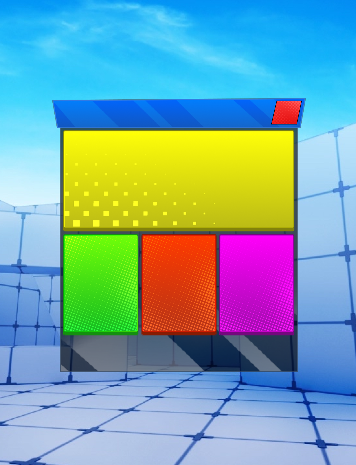 Cartoon Roblox shop UI